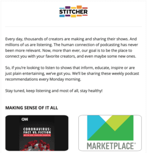 stitcher radio copywriting example