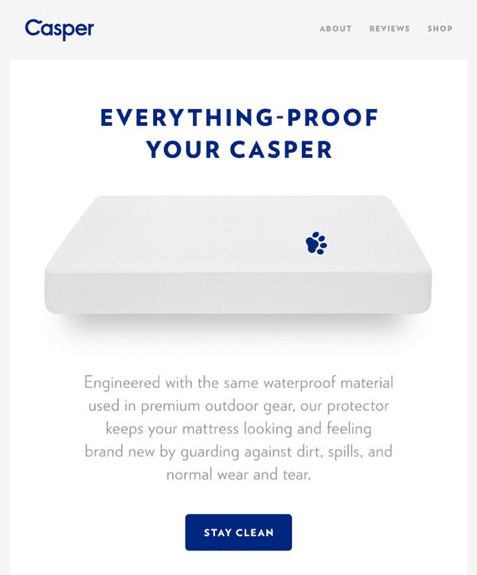 Casper CTA in email marketing example