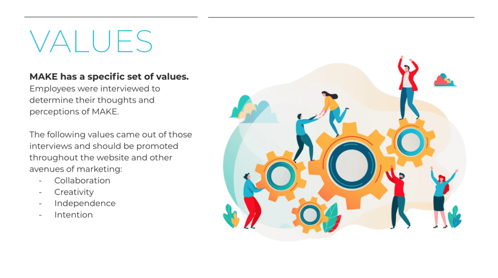 From Brand Voice presentation. MAKE's values page